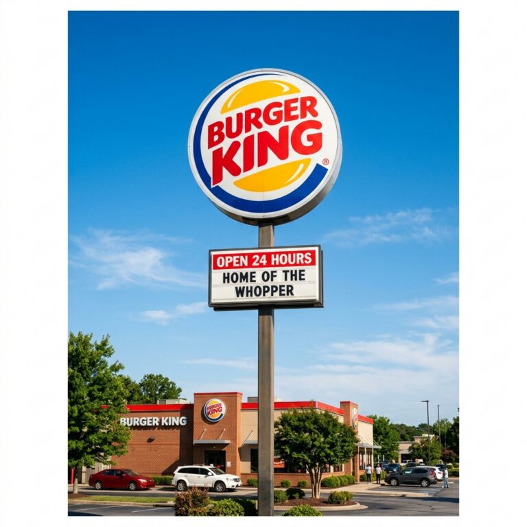 Burger King sign against a clear blue sky