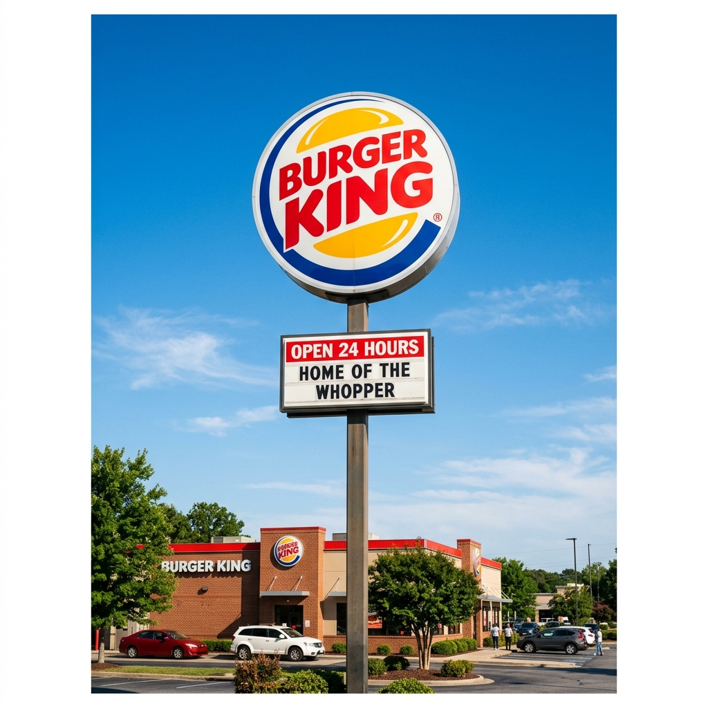 Burger King sign against a clear blue sky