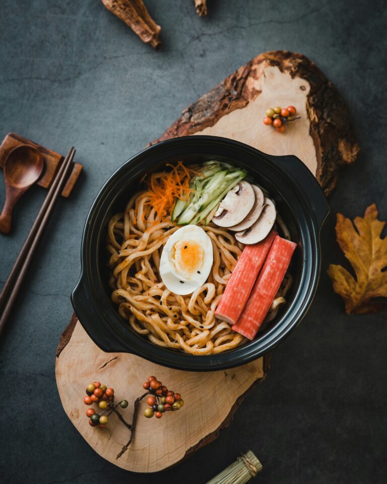 A warm bowl of fresh Japanese noodles